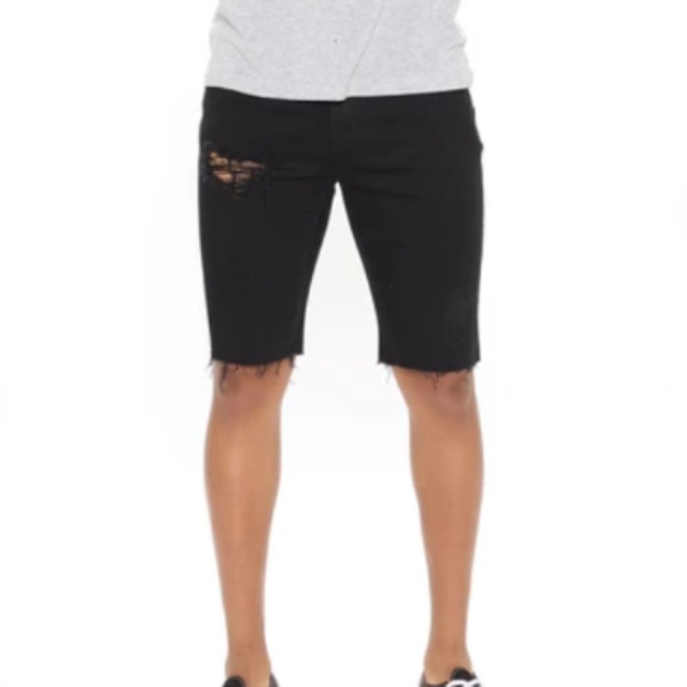 Fashion Nova Men's Earl Ripped Denim Shorts - 34